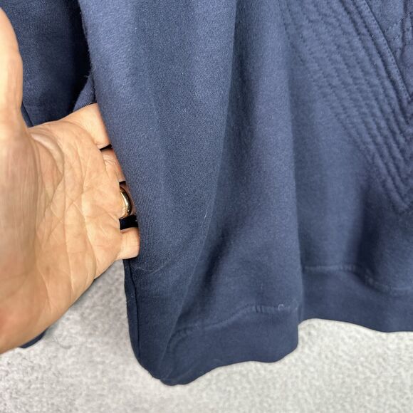 VTG 80s Surpiqûre Sweatshirt Navy Red Geometric Men’s L / Women’s XL Oversized - Picture 4 of 12